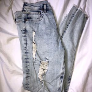 Vintage distressed acid wash skinny jeans